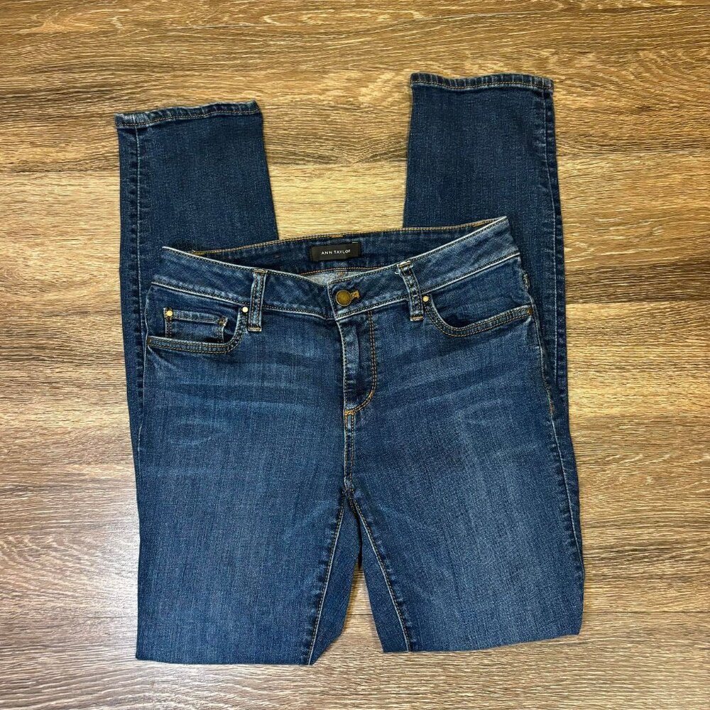 Ann‎ Taylor Womens Size 4 Pockets Skinny Ankle Curvy Fit Denim Blue Jeans